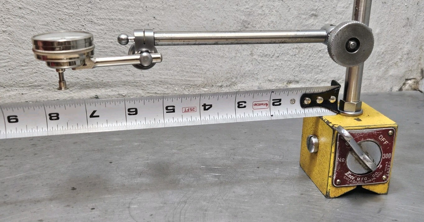Starrett No. 196 dial indicator set with an Enco magnetic base
