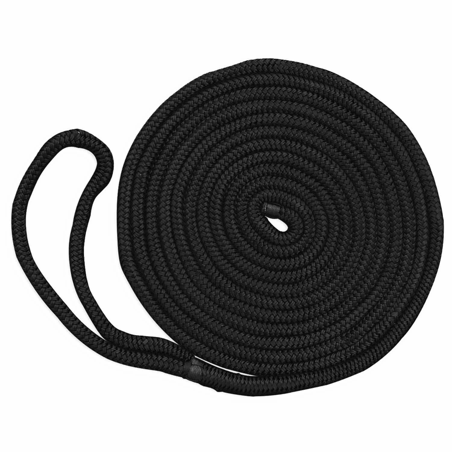 New England Ropes C5054-12-00015 Black 3/8" X 15' Double Braid Nylon Dock Line