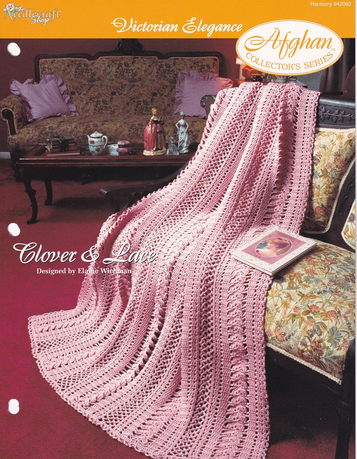 Afghan Crochet Pattern CLOVER & LACE Victorian Elegance Needlecraft Shop