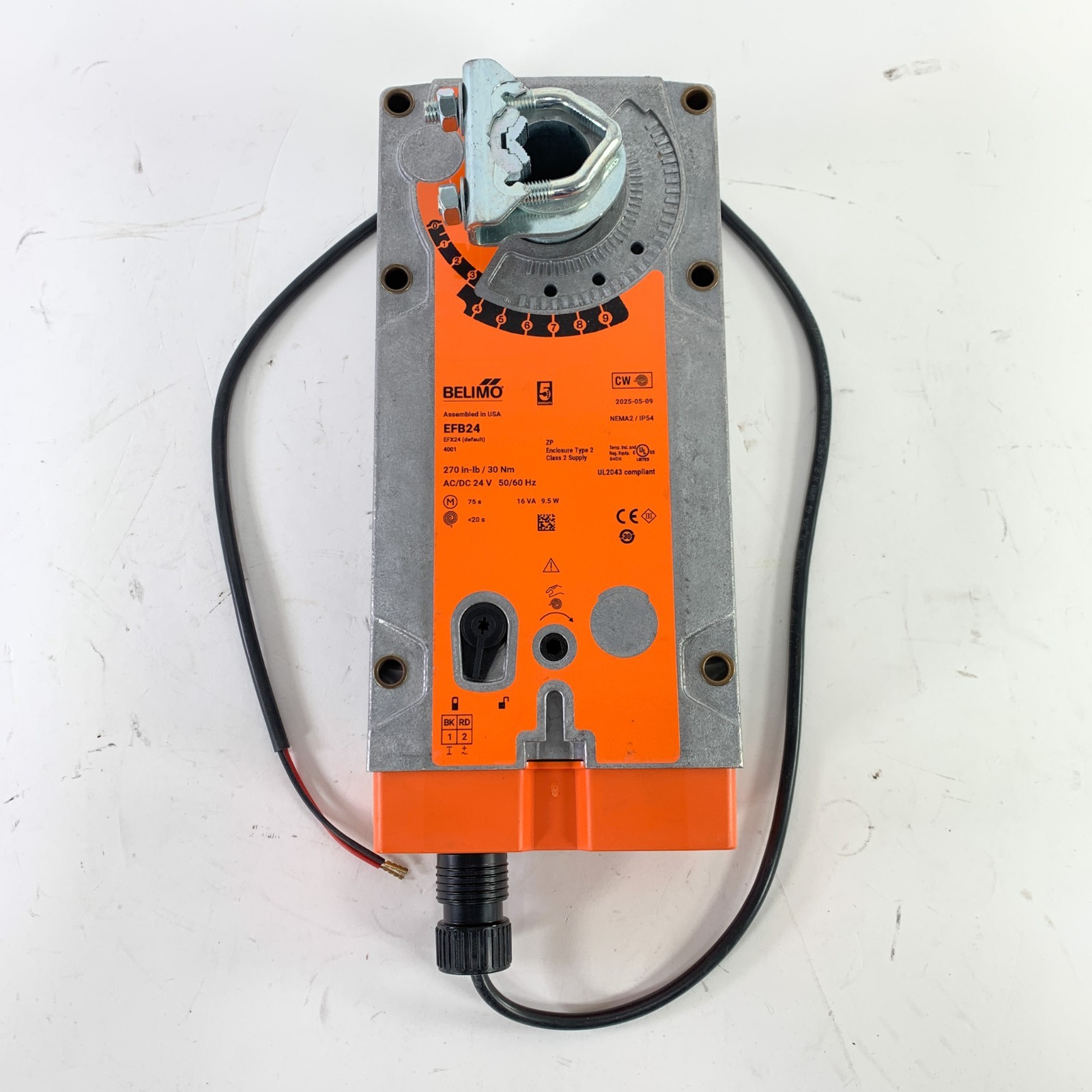 Belino EFB24 Damper Actuator 24v 270 in-lb Spring Return