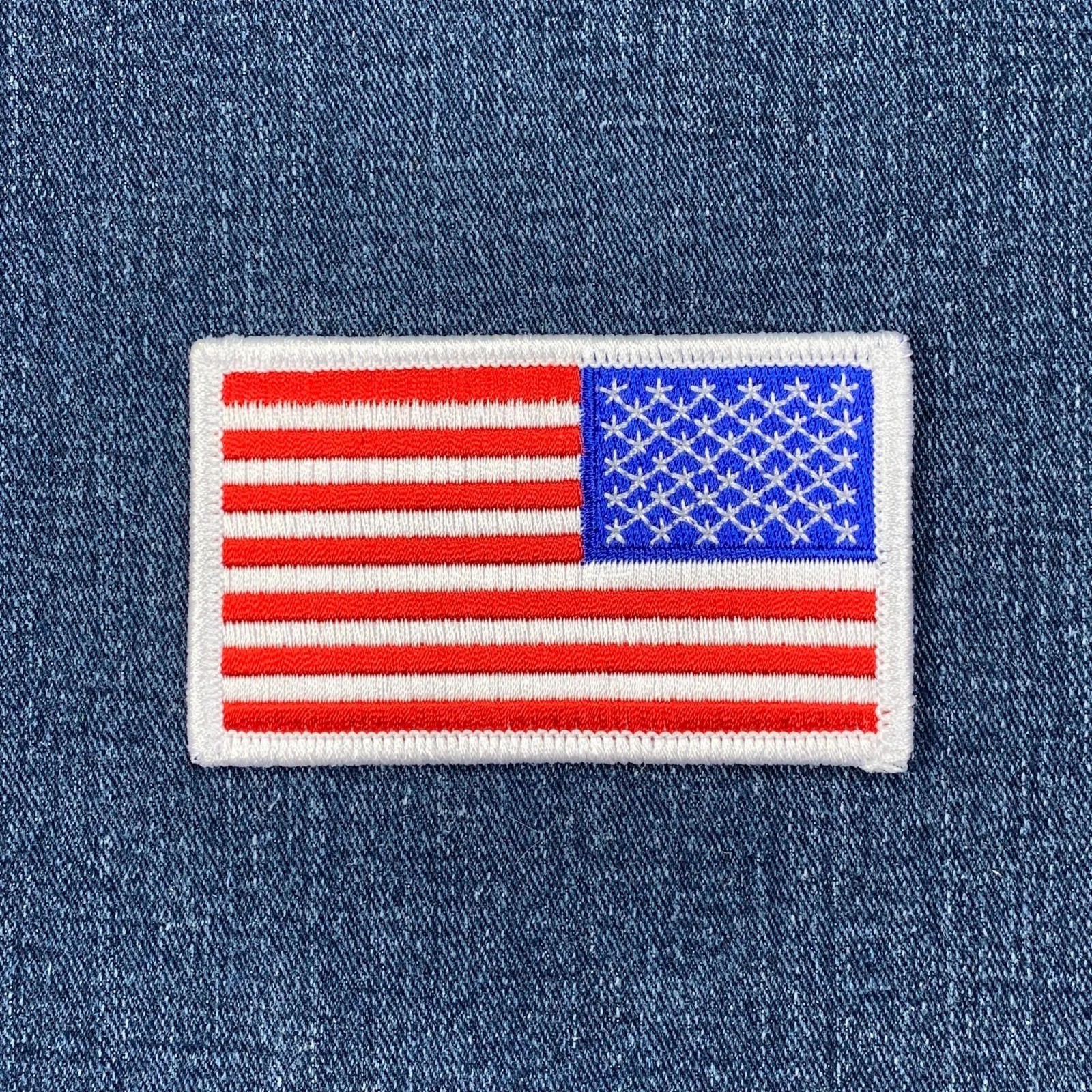 Reverse American Flag Patch - Embroidered Right Shoulder United States USA Badge