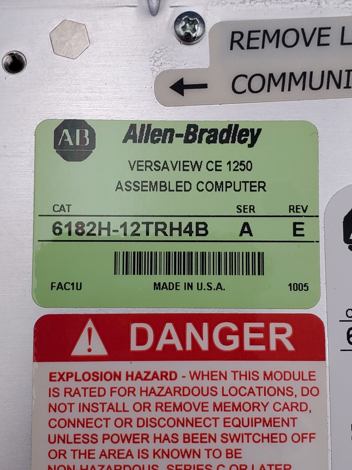 Allen-Bradley 6182H-12TRH4B PanelView 1250 Operator Interface Panel 24VDC