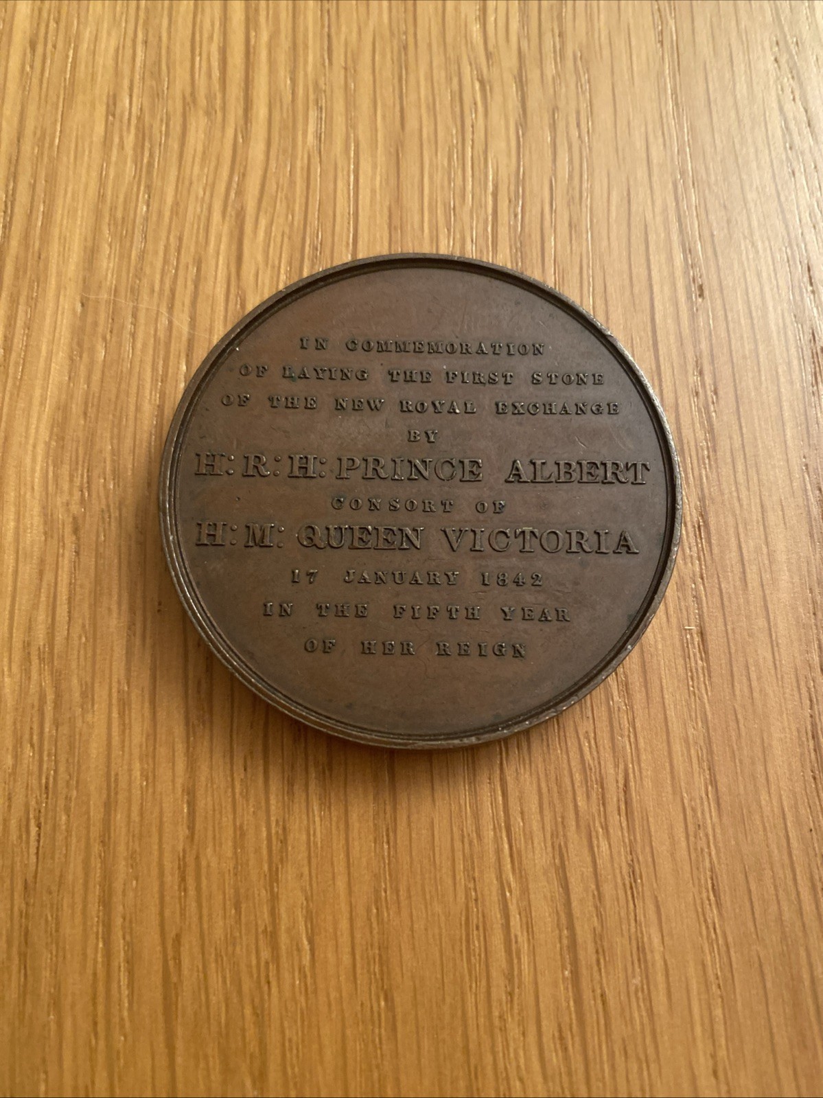 1842 Bronze Medallion 44g - Laying First Stone Of New Royal Exchange (34120)