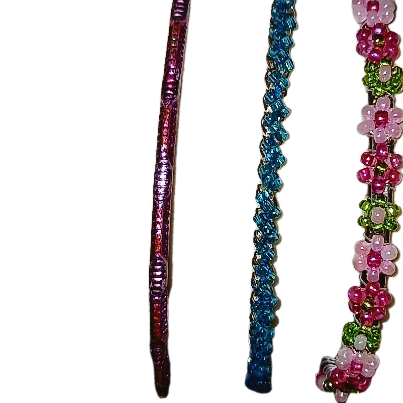 Handcrafted Multicolor Beaded Flower Charm Stackable Bangle Bracelets Set