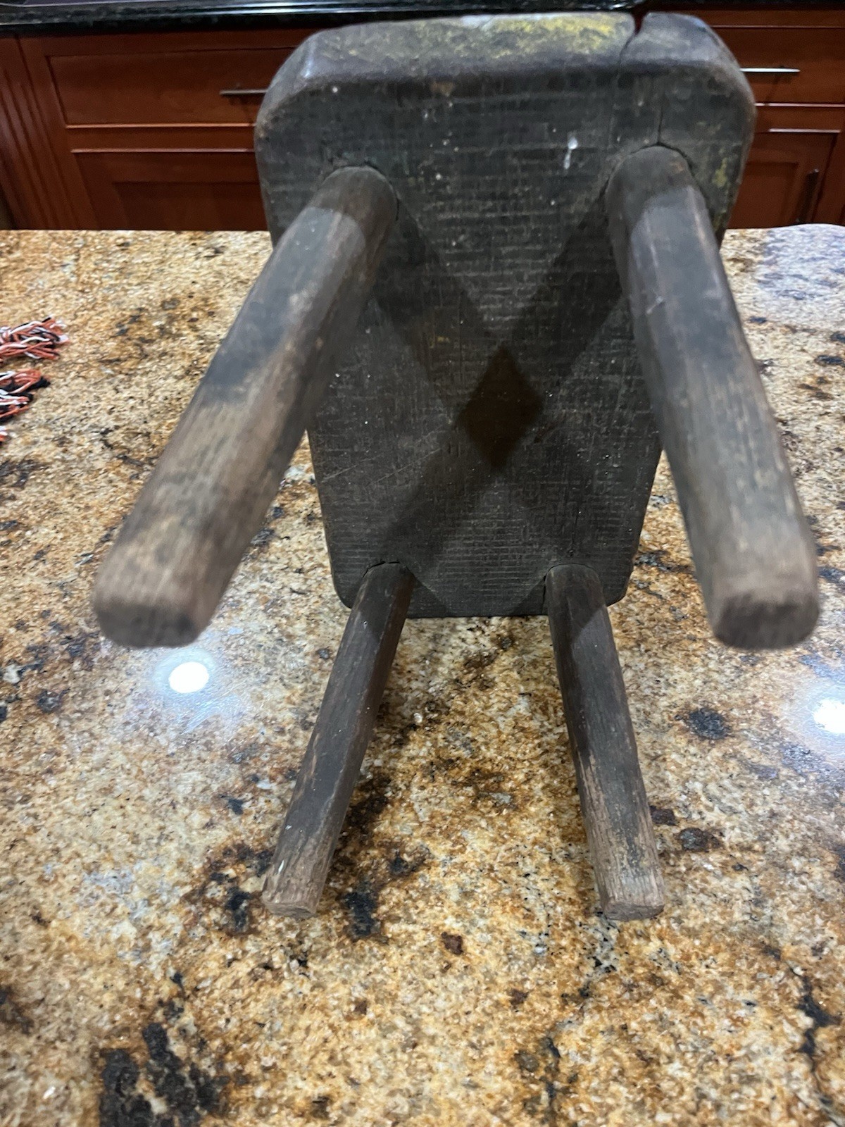 Primitive mortise and tenon tiny wooden stool