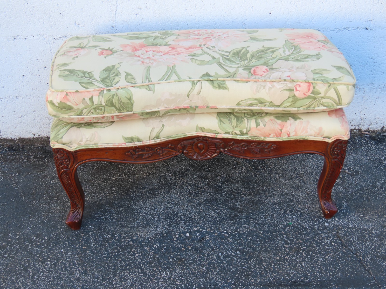 French Carved Large Stool Footstool Ottoman 6308