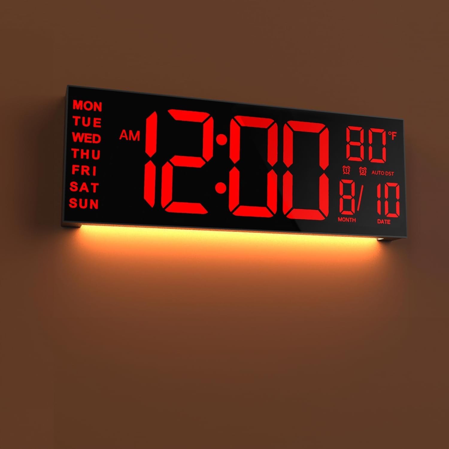 JALL 13" Large Digital Wall Mount Clock, Count Down Timer, Alarm, Big LED, DS...