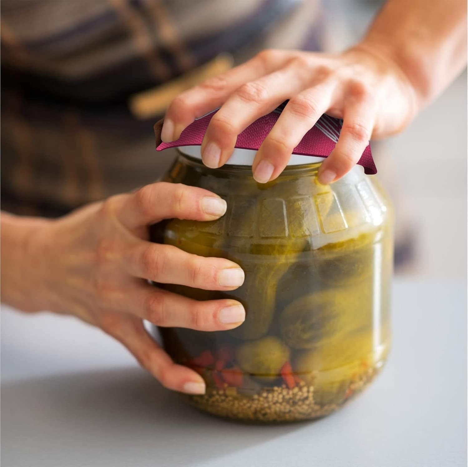 Rubber Jar Opener Gripper Pad 4 Pack - Thick 5 Inch Grippers for Opening Jars...