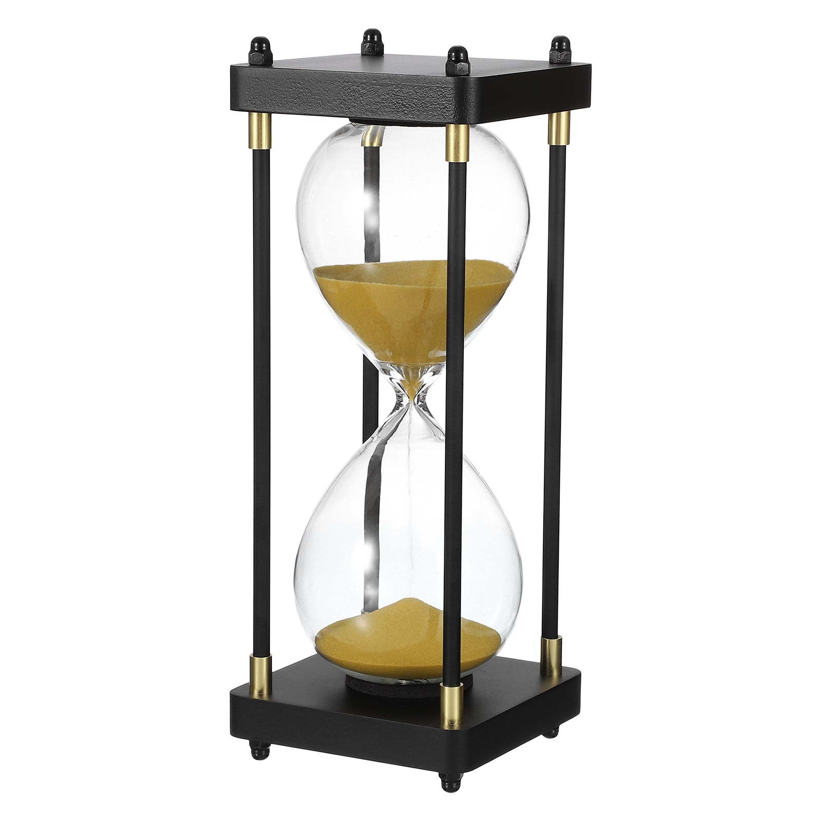 Large Decorative Sand Timer, 60 Min Modern Wooden Hour Glass, Gold Tone(Style 1)