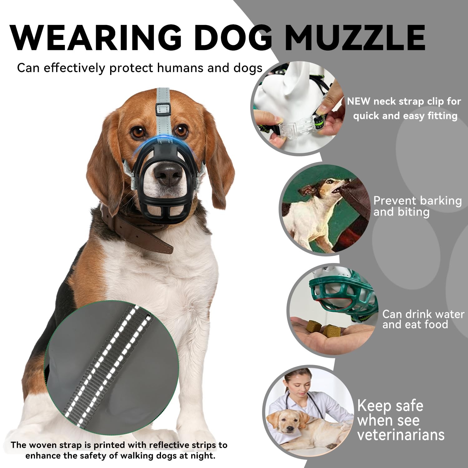 Dog Muzzle, Basket Muzzle for Small Medium Large Dogs, Anti-Biting and Chewin...