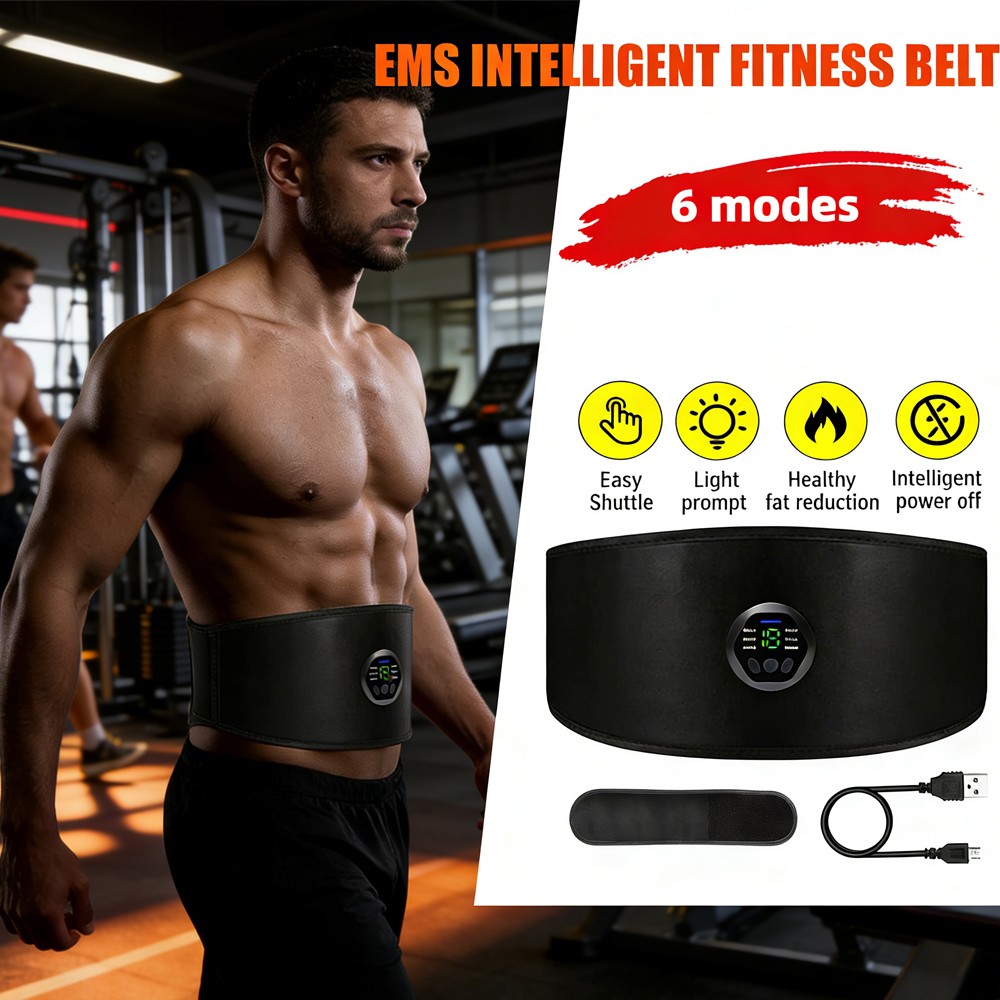 EMS Abdominal Muscle Toning Trainer ABS Stimulator Toner Belt Rechargeable
