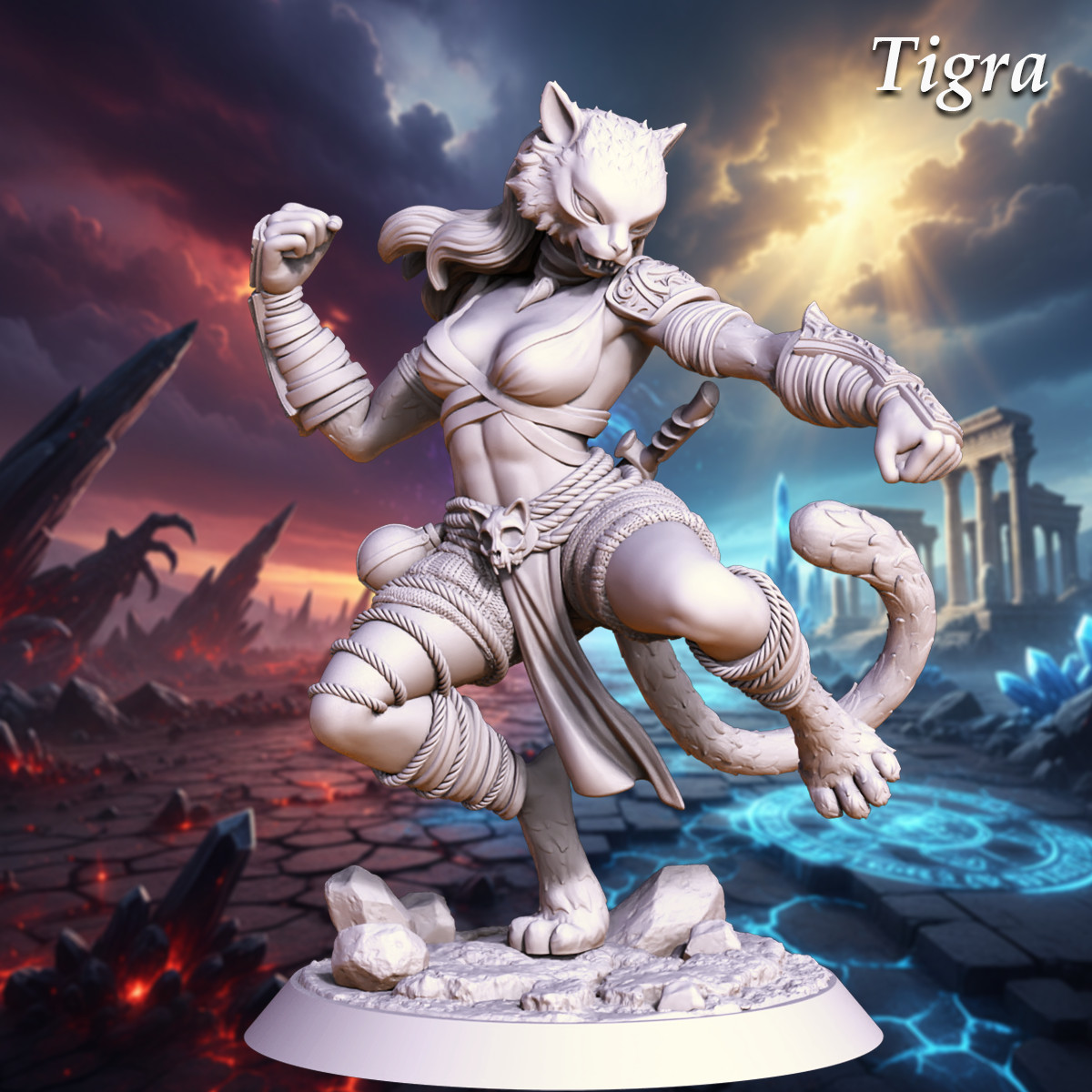 Dungeons & Dragons Playable Character - Female Tabaxi Tigra - Monk, Fighter