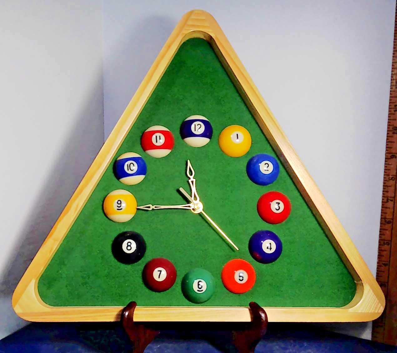 Billiards Pool Ball Clock - 14Inch Triangle Pool Table Wall Clock