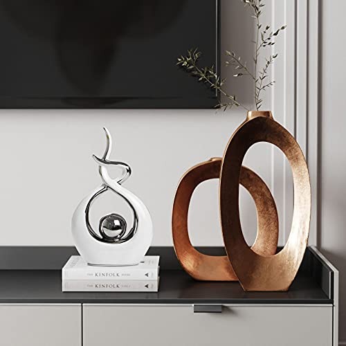 Norrclp Home Decor Modern Abstract Art Ceramic Statue Small White and Silver