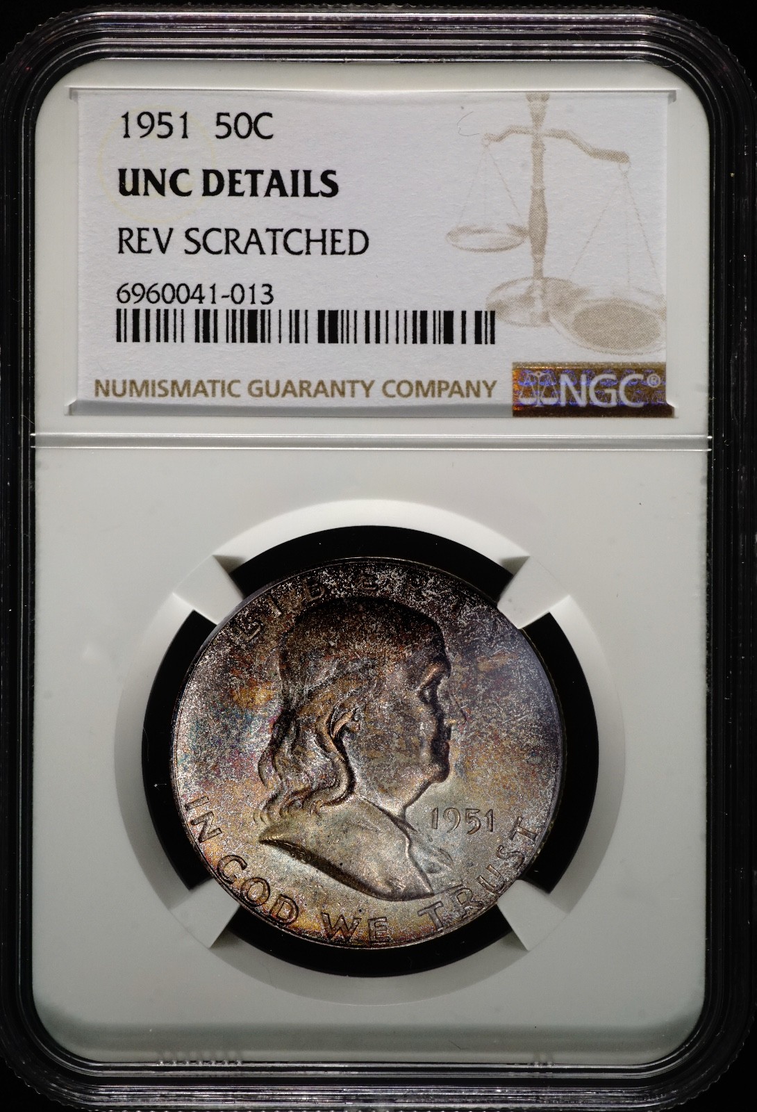1951-S / 1951-P  Franklin Half Dollar, Details Color NGC, GRADING ERROR 041-013