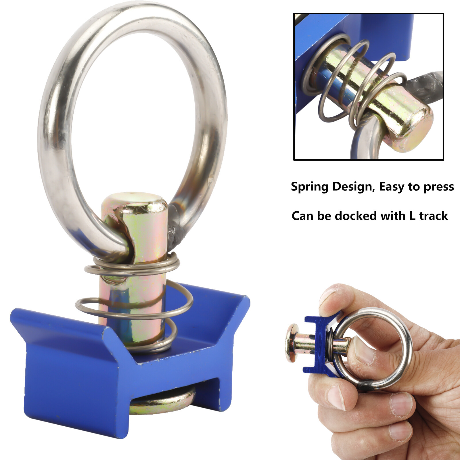 20PACK L-Track Single Stud Fitting with Round Ring Tie Down 4,000lb Capacity