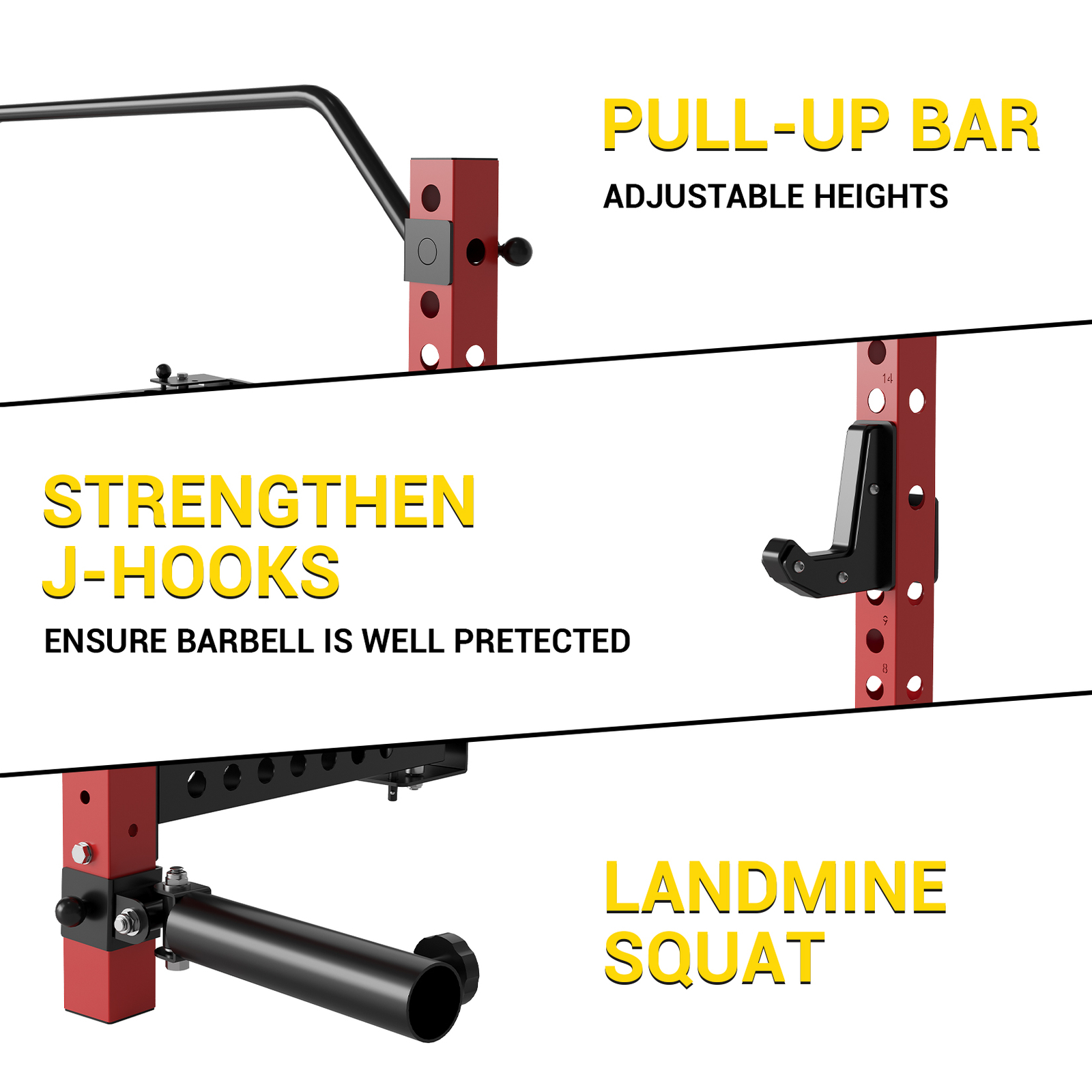 Folding Squat Rack, 1000LB Capacity Wall Mounted Squat Rack, Foldable Squat Rack