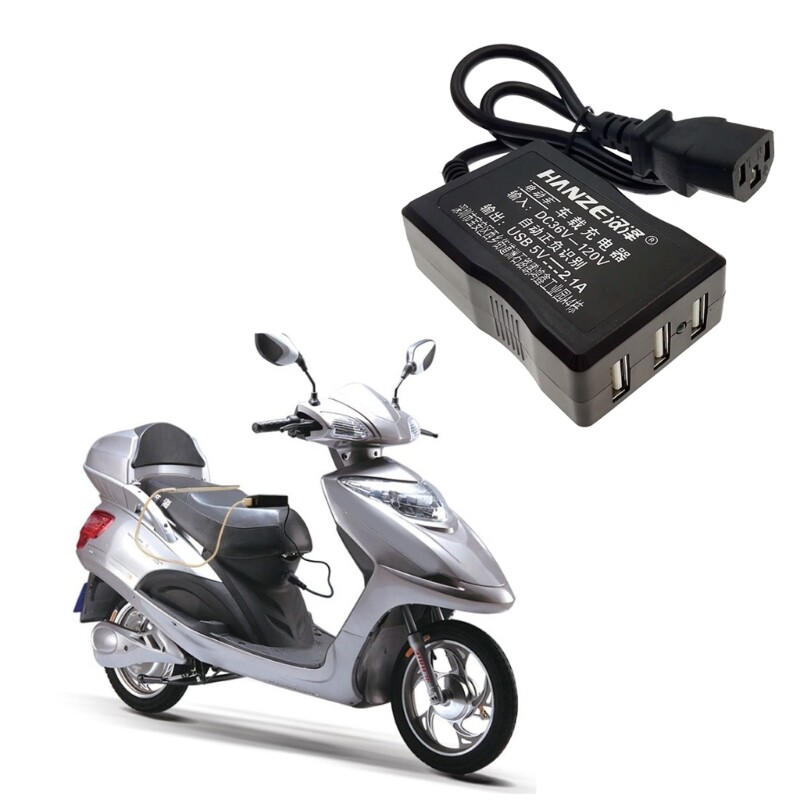 USB Power Adapter DC36V 48V 72V 120V to 5V 2.1A E-bike 3 Port Charging Converter