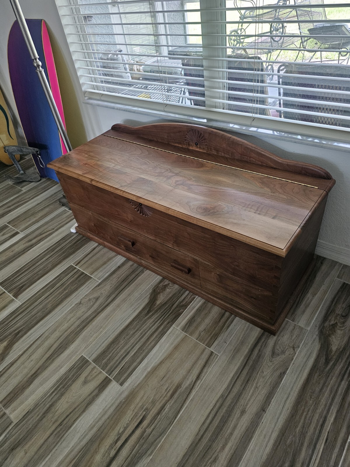 Handcrafted Dark Walnut And Cedar Lined Hope Chest