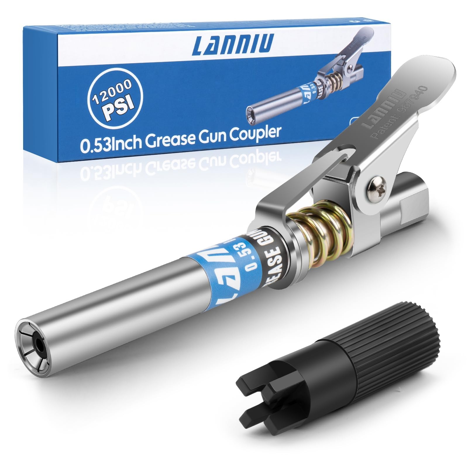 Grease Gun Coupler Strong Lock & Extra Reach Grease Coupler Heavy Duty 12000 ...