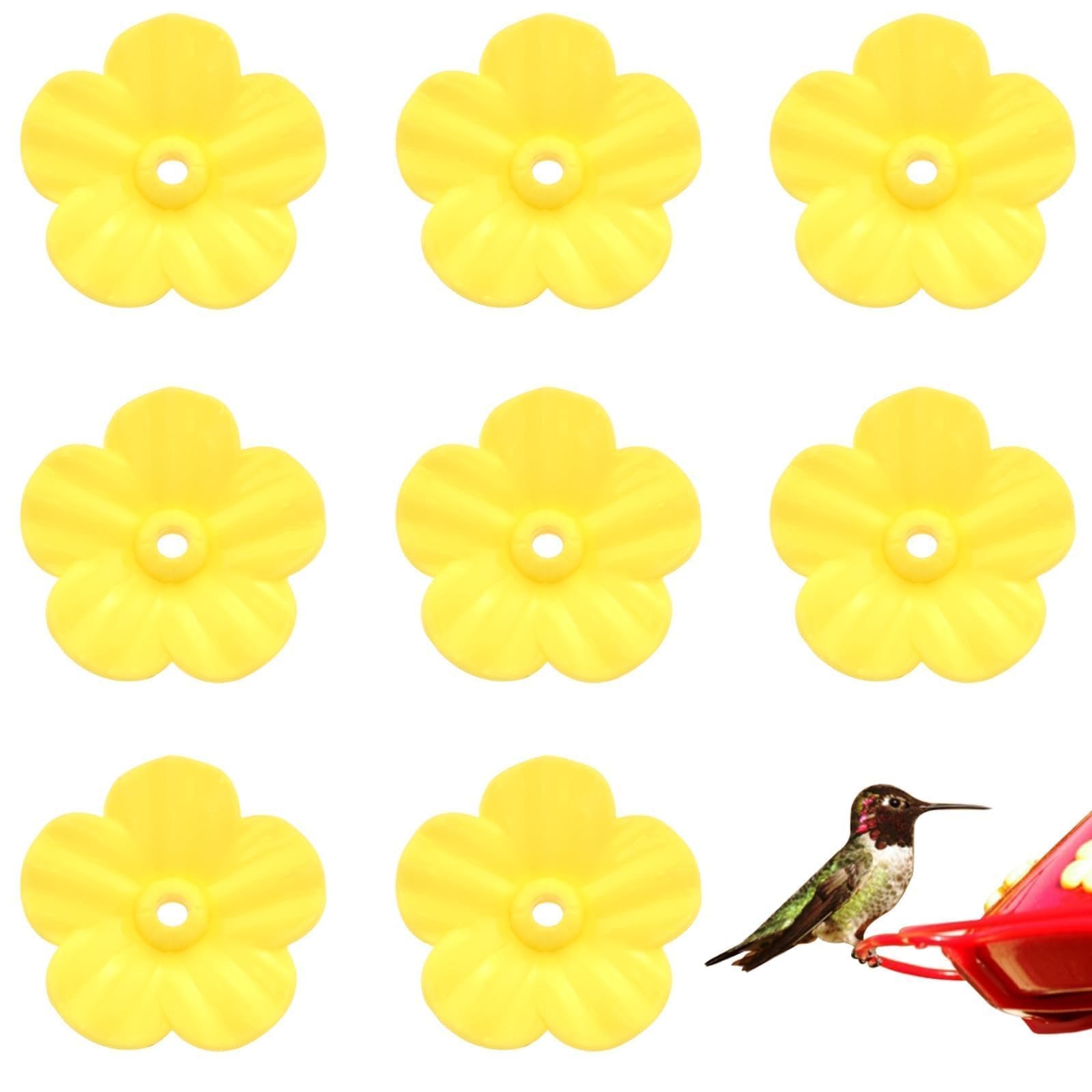 MARRTEUM 8 Pcs Hummingbird Feeder Replacement Flowers, Plastic Bird Yellow