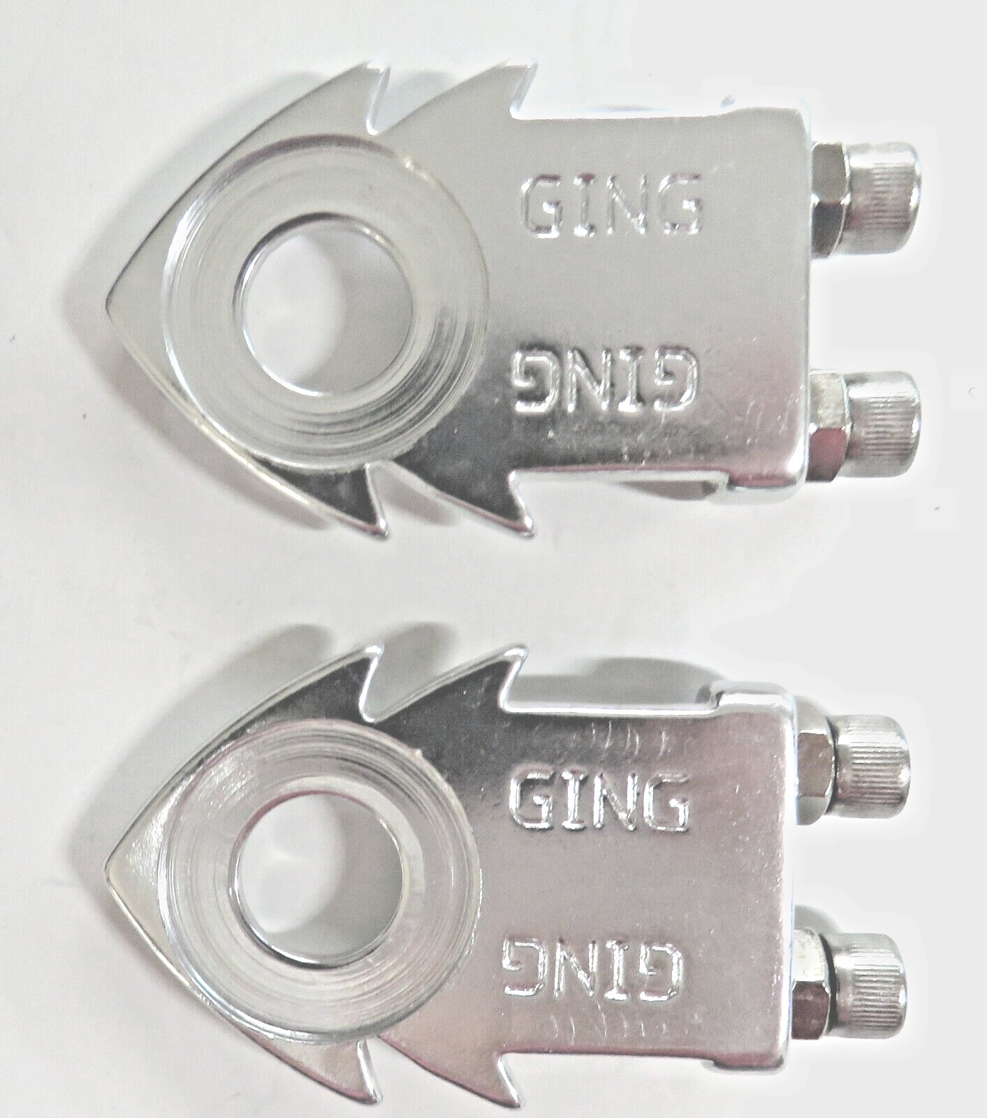 2. GING BMX Bicycle Arrow Chain Adjusters or Tensioners 14mm Axle Silver