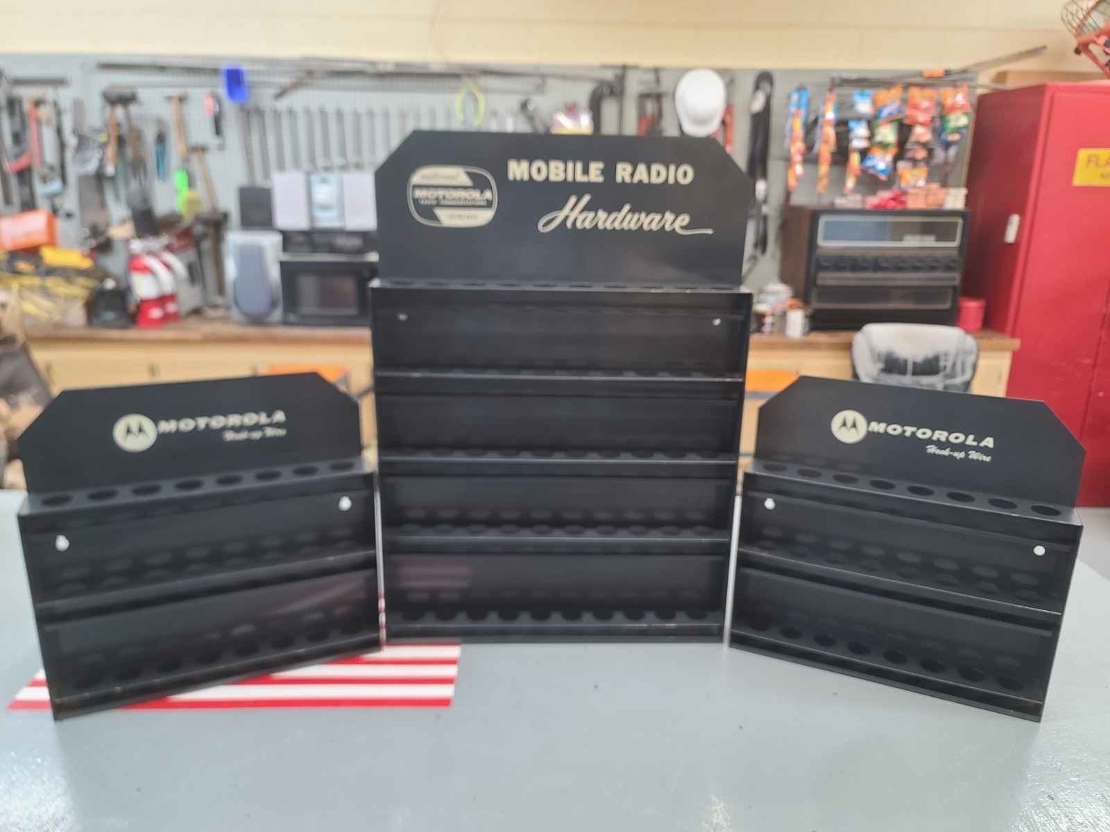 Vintage Motorola Radio Parts Display-Racks Hardware Metal 25" and 15" Inch
