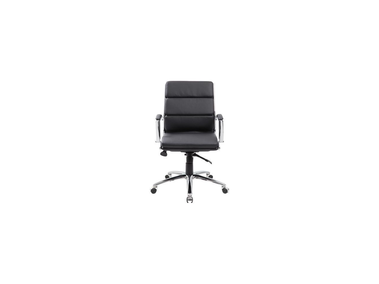 Norstar B9476-BK Black Executive Mid Back - Padded Chrome Arm, Chrome Base