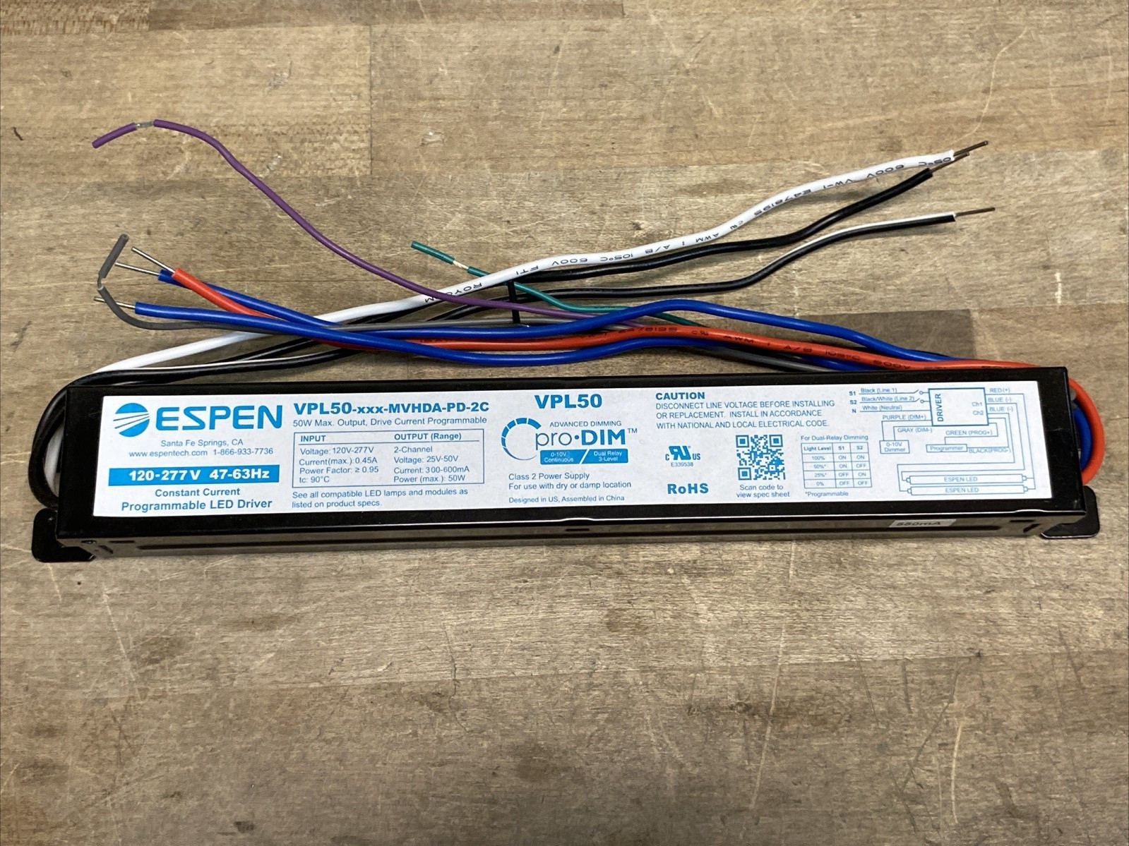 **NEW- OUT OF BOX** Espen Technology VPL50-XXX-MVHDA-PD-2C (550MA)