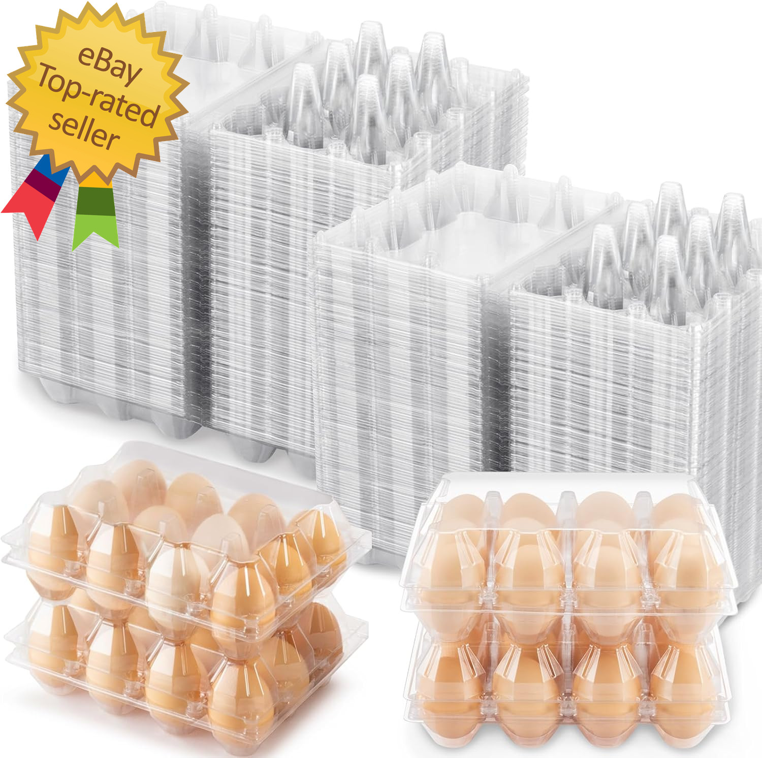 100 Packs Egg Cartons Cheap Bulk，Plastic for 12 Eggs, Clear Egg Cartons 3 * 4 Gr