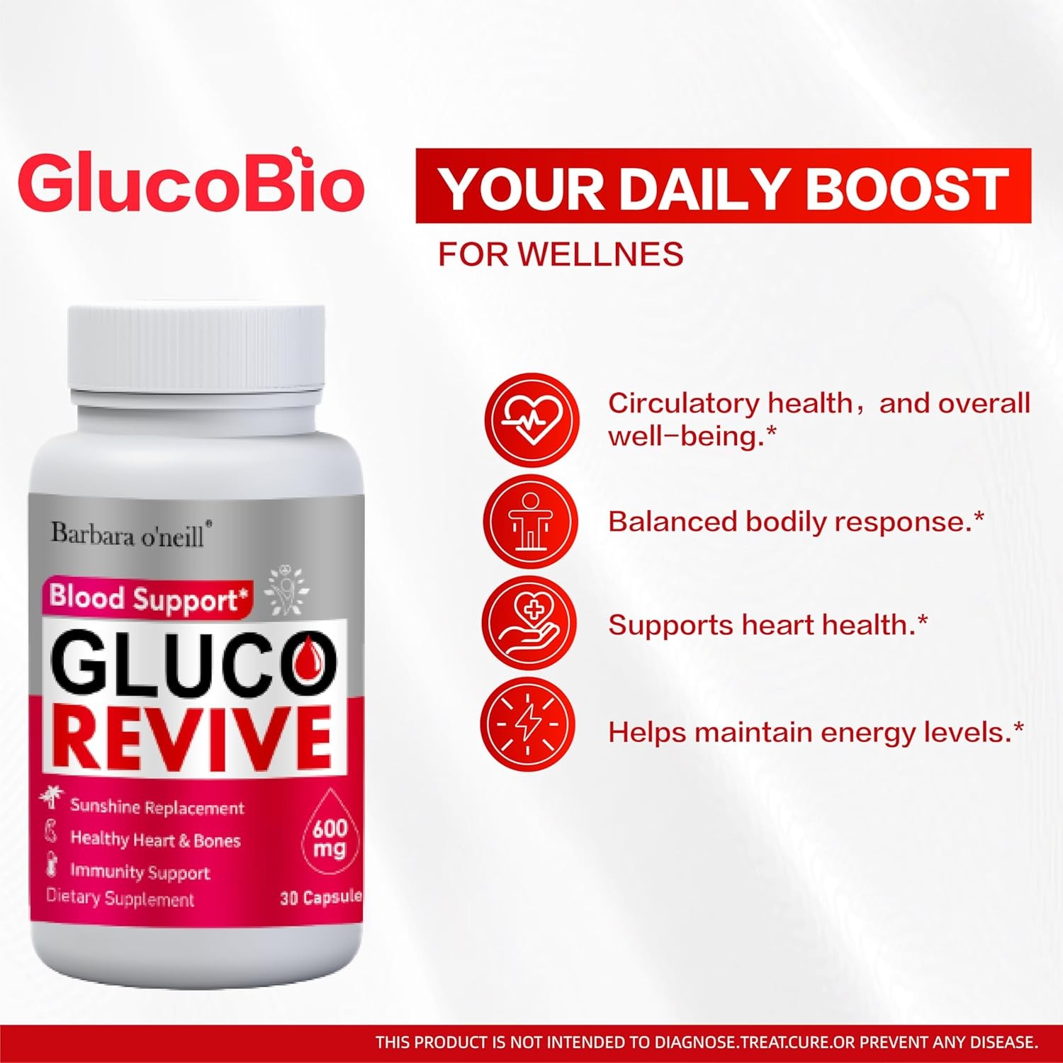Gluco Revive Blood Sugar Support Health Capsules (600 mg) 30 Caps Exp 5/2027