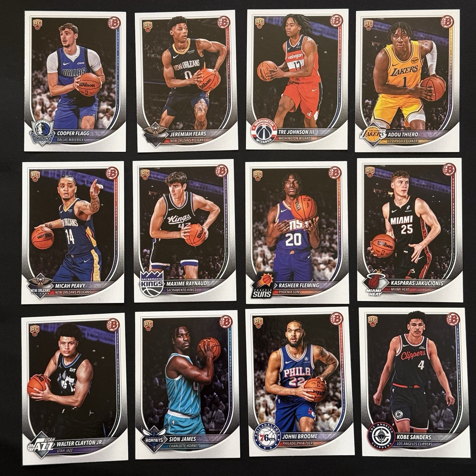 2025/26 Bowman Basketball base rookie lot (20) Flagg, Coward, Bailey and more