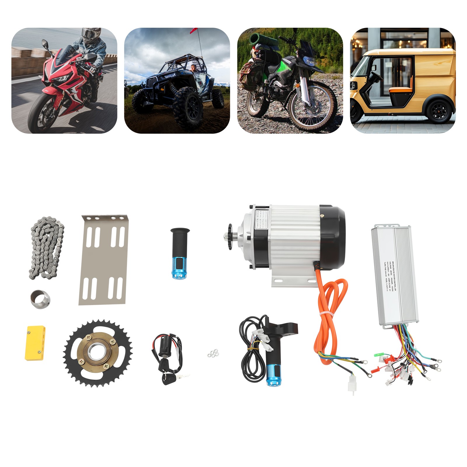 48V 1000W E-Bike Conversion Kit, Brushless Motor for Tricycle Bicycle Scooter~