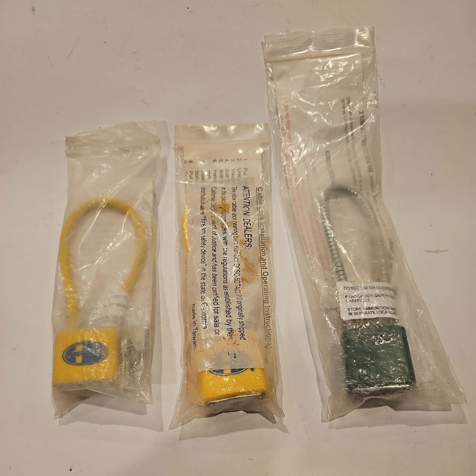 Lot of 3 Cable Gun Lock - Mossberg 500, etc. - 2 Keys -New in Package