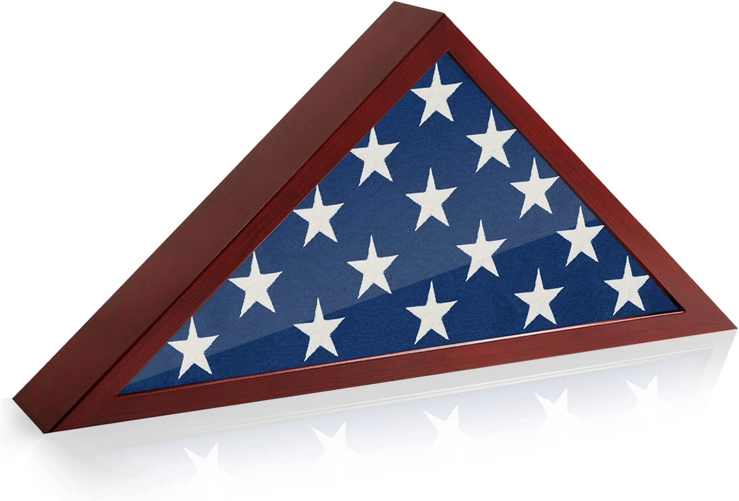 Large Flag Display Case for Burial Flag in Mahogany - Fits a Folded 5X9.5 Fla...