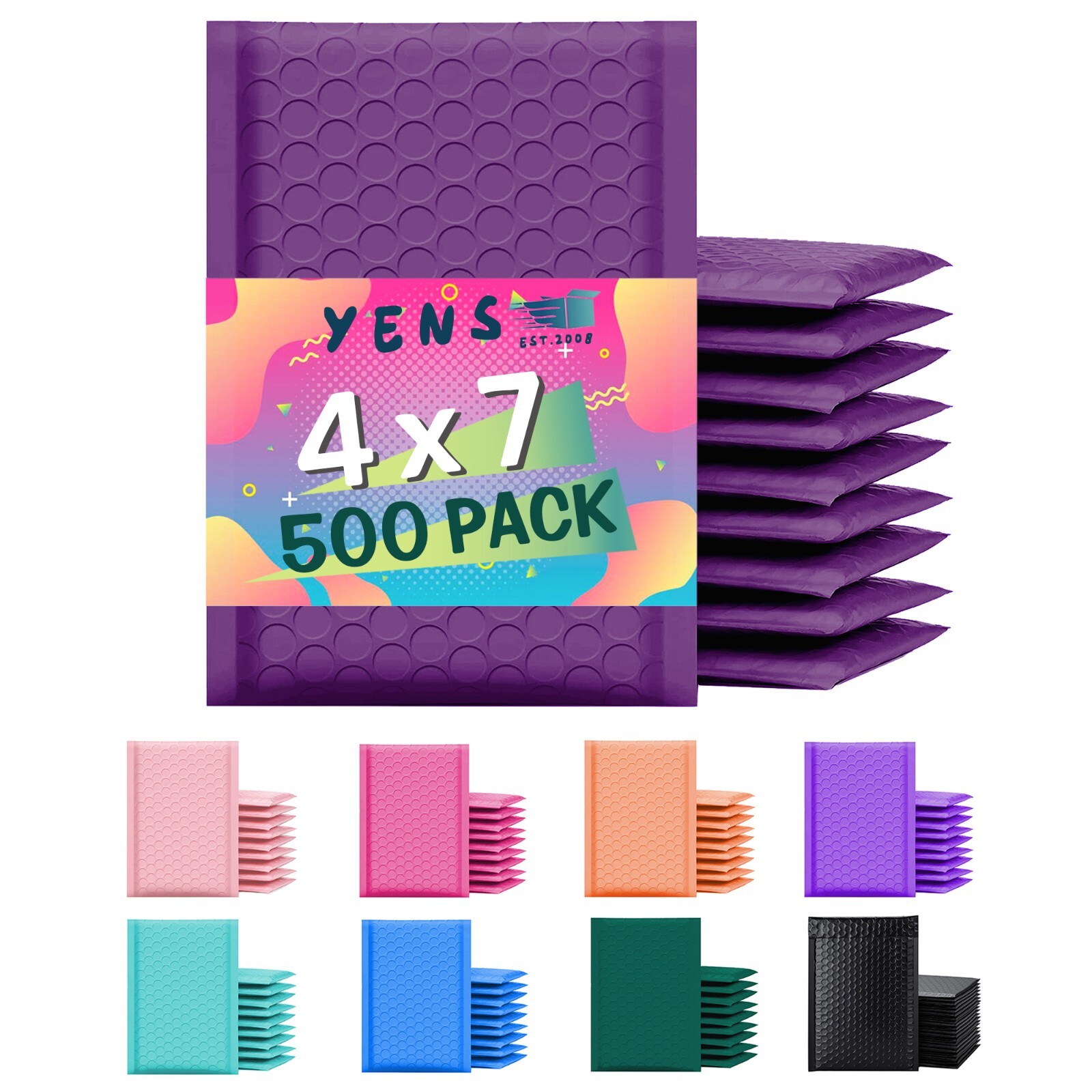 Yens® 500 #000 Poly Bubble Padded Envelopes Mailers 4 X 7 -Purple