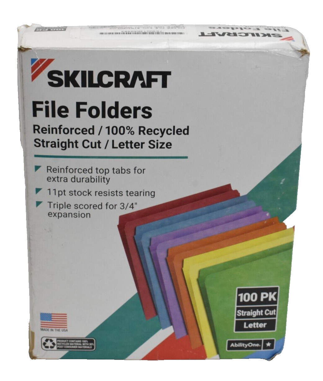 Skilcraft File Folders Letter Size Assorted Color 100 Pack Purple Straight Cut