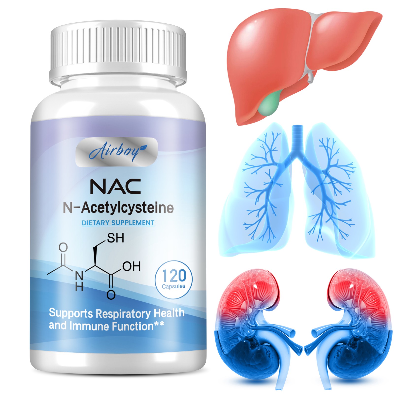 N-Acetylcysteine - Respiratory Health, Promotes Liver, Kidney Detoxification
