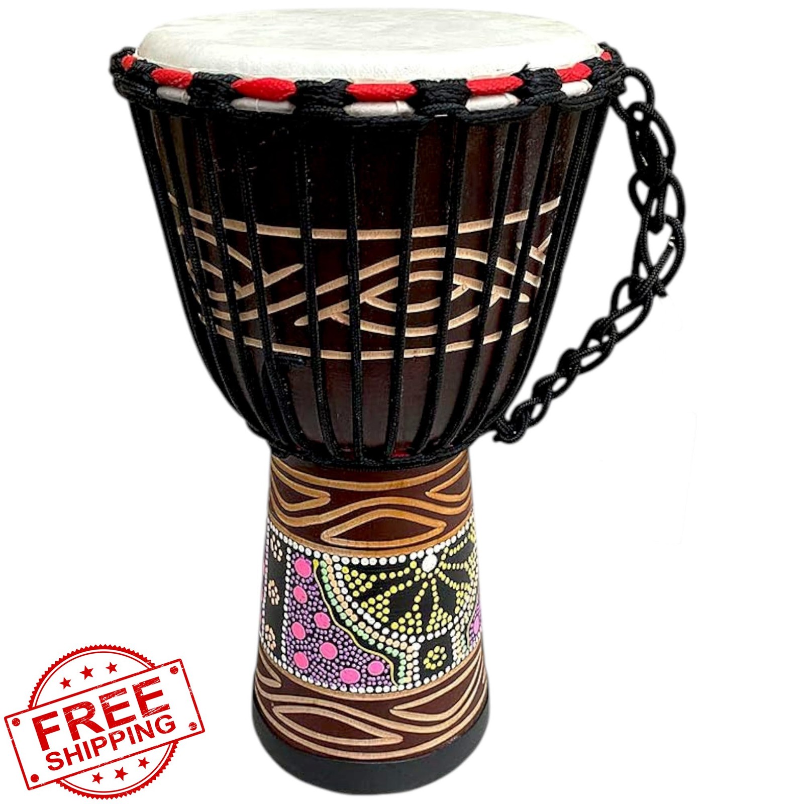 JIVE Djembe Bongo Congo Drum Mahogany Wood 16" Goat Skin Head