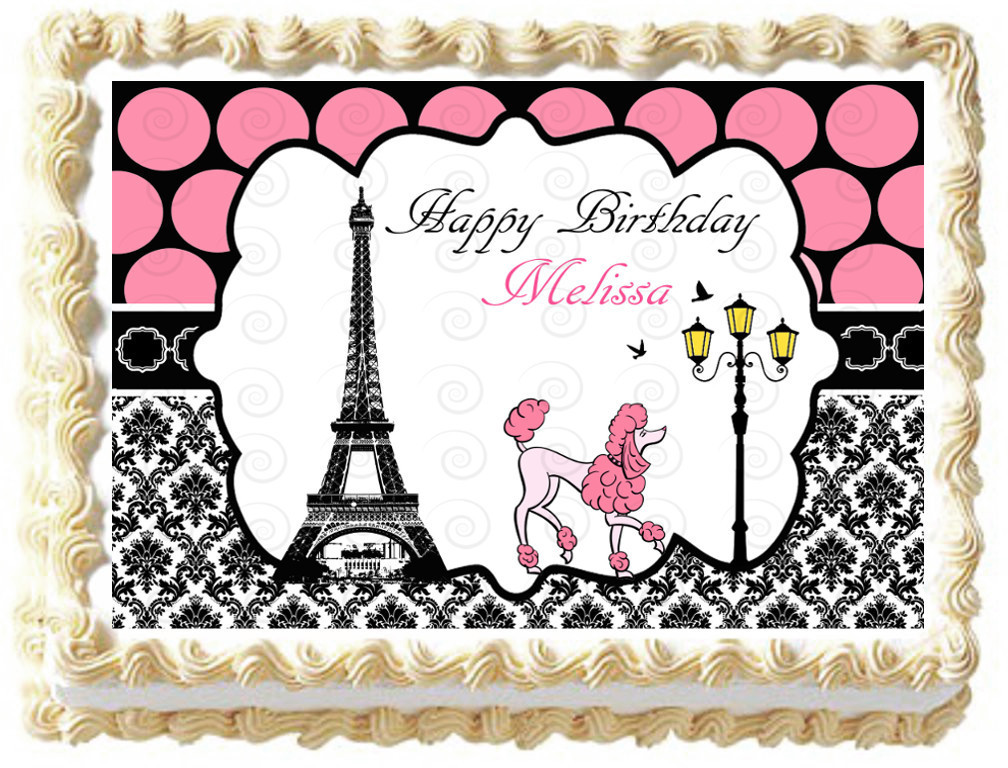 PARIS EIFFEL TOWER POODLE Image Edible Cake topper decoration