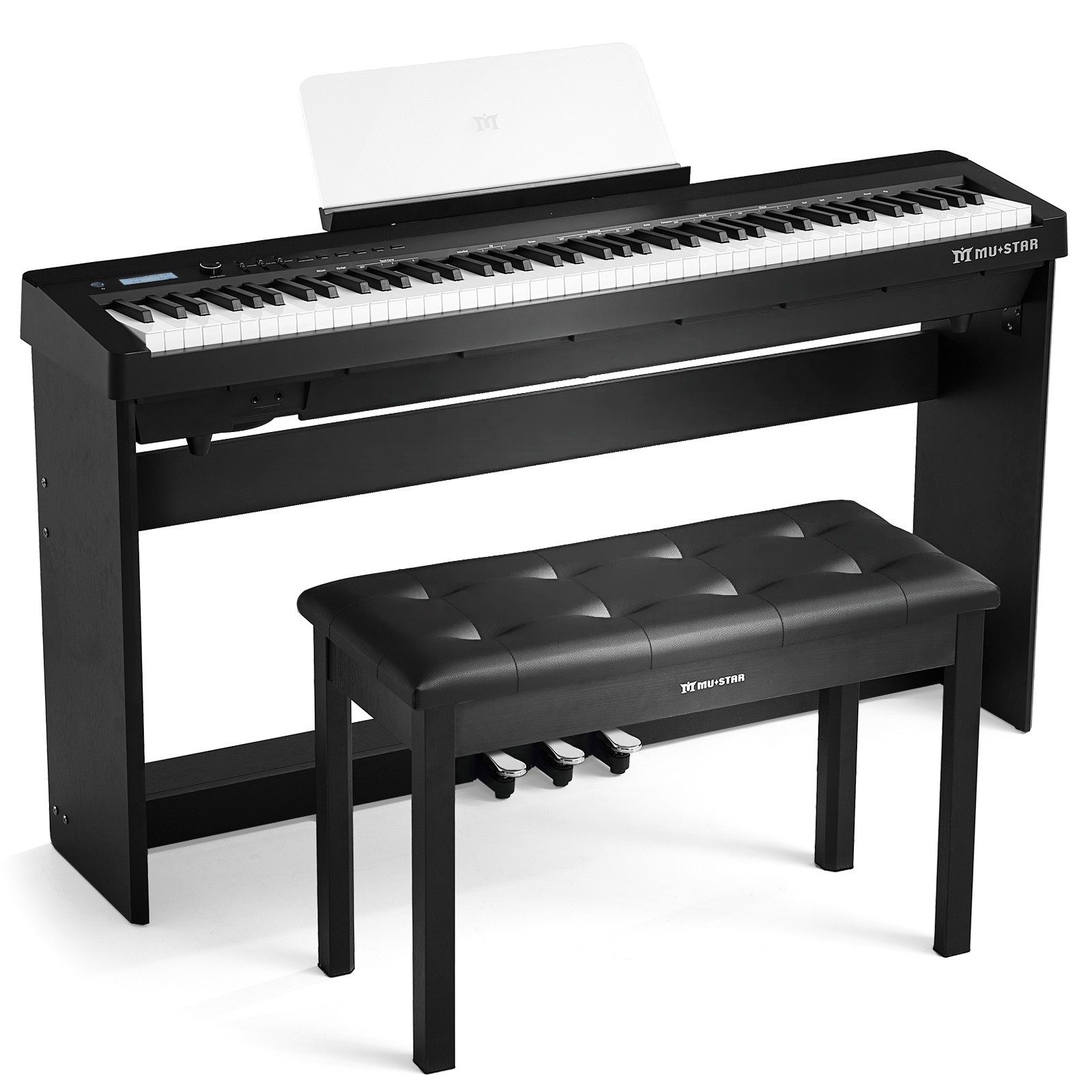 88-Key Fully Weighted Graded Hammer Action Digital Piano Keyboard w/ Bench Black