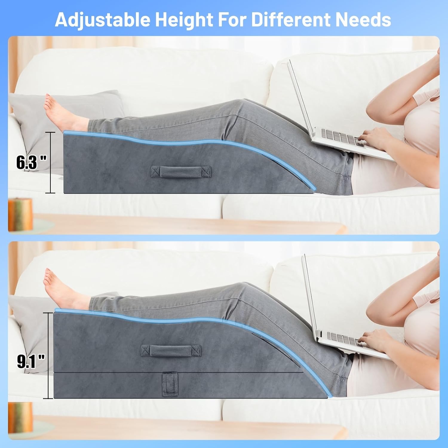 Leg Elevation Pillows, Wedge Pillow for After Surgery, Memory Foam Leg Support A