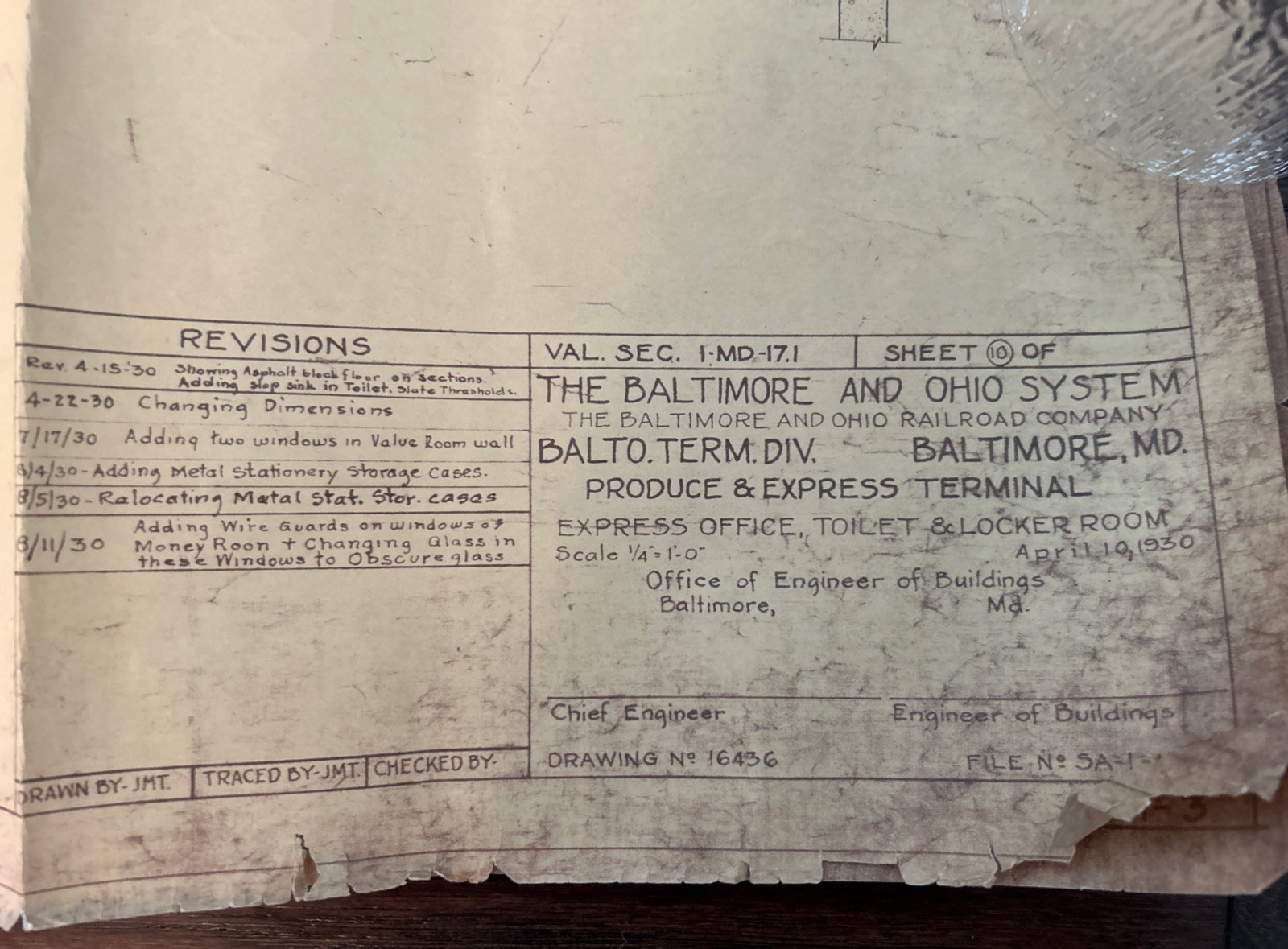 3 Paper Engineering Drawings 1930 B&O RR Produce & Express Terminal Yard Plan