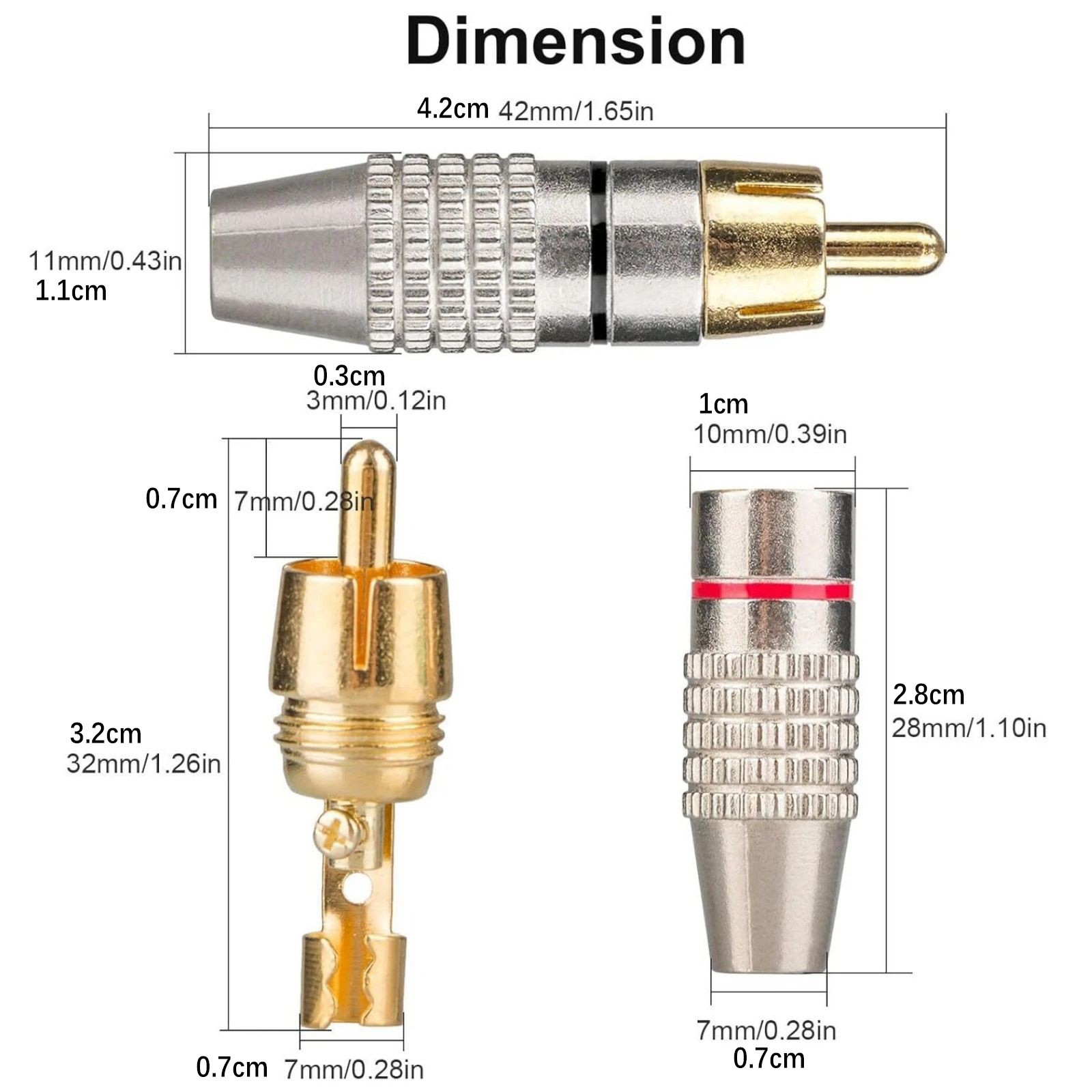 Anti-corrosion RCA male plug Audio Video Cable Adapter Connector Speaker