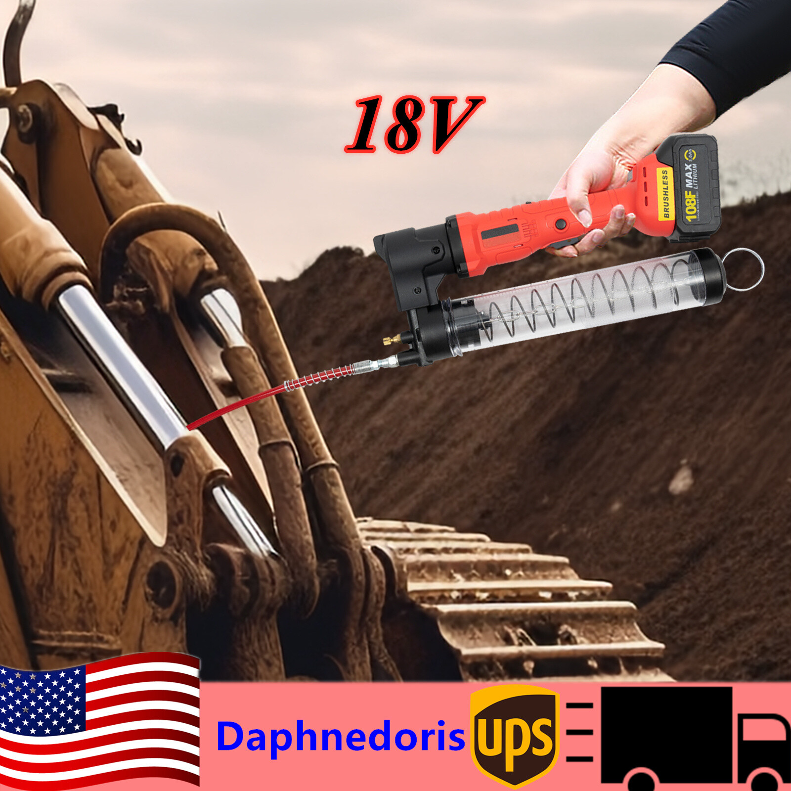 Electric Grease Gun Battery Powered with Hose 12000 PSI Cordless Grease Gun