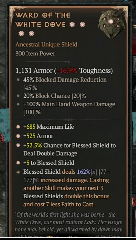 ⭐⭐⭐⭐DIABLO 4🌰SEASON 12🔥WARD OF THE WHITE DOVE🔥4 GA-HIGH 16X% ASPECT