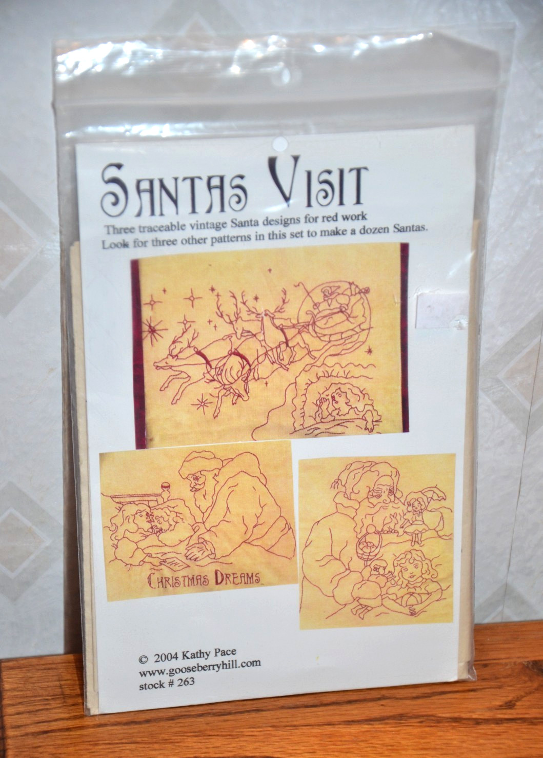 Santa's Visit 3 redwork traceable designs, gooseberry hill #263