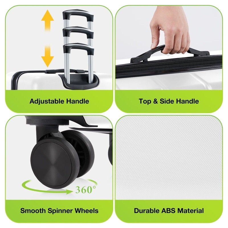 Lightweight Hardside Carry-On Luggage W/ 360° Spinner Wheels TSA Approved Lock