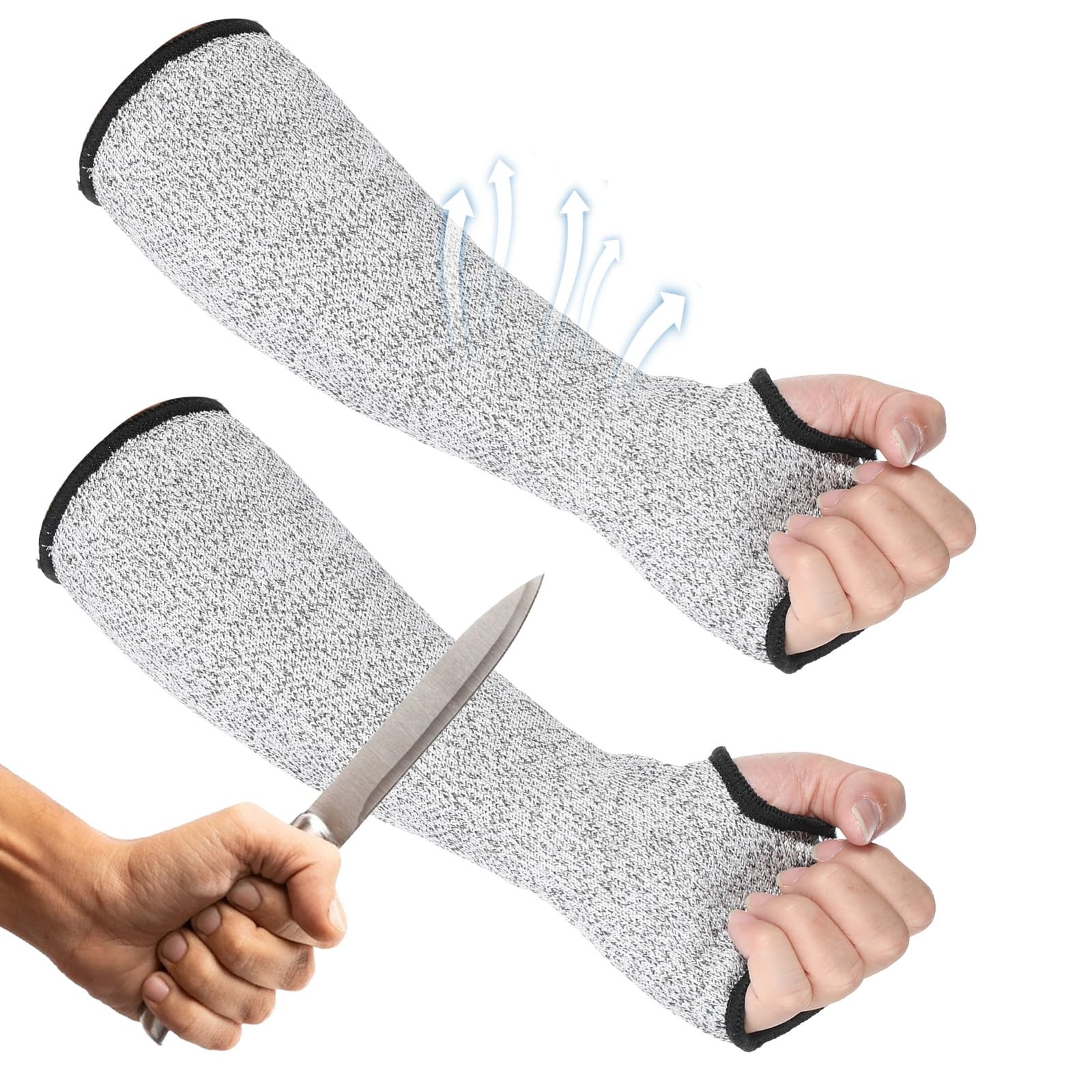 Tyqour 2Pcs Cut Resistant Sleeves 12.99 inches (L) x 5.12 (W), Black