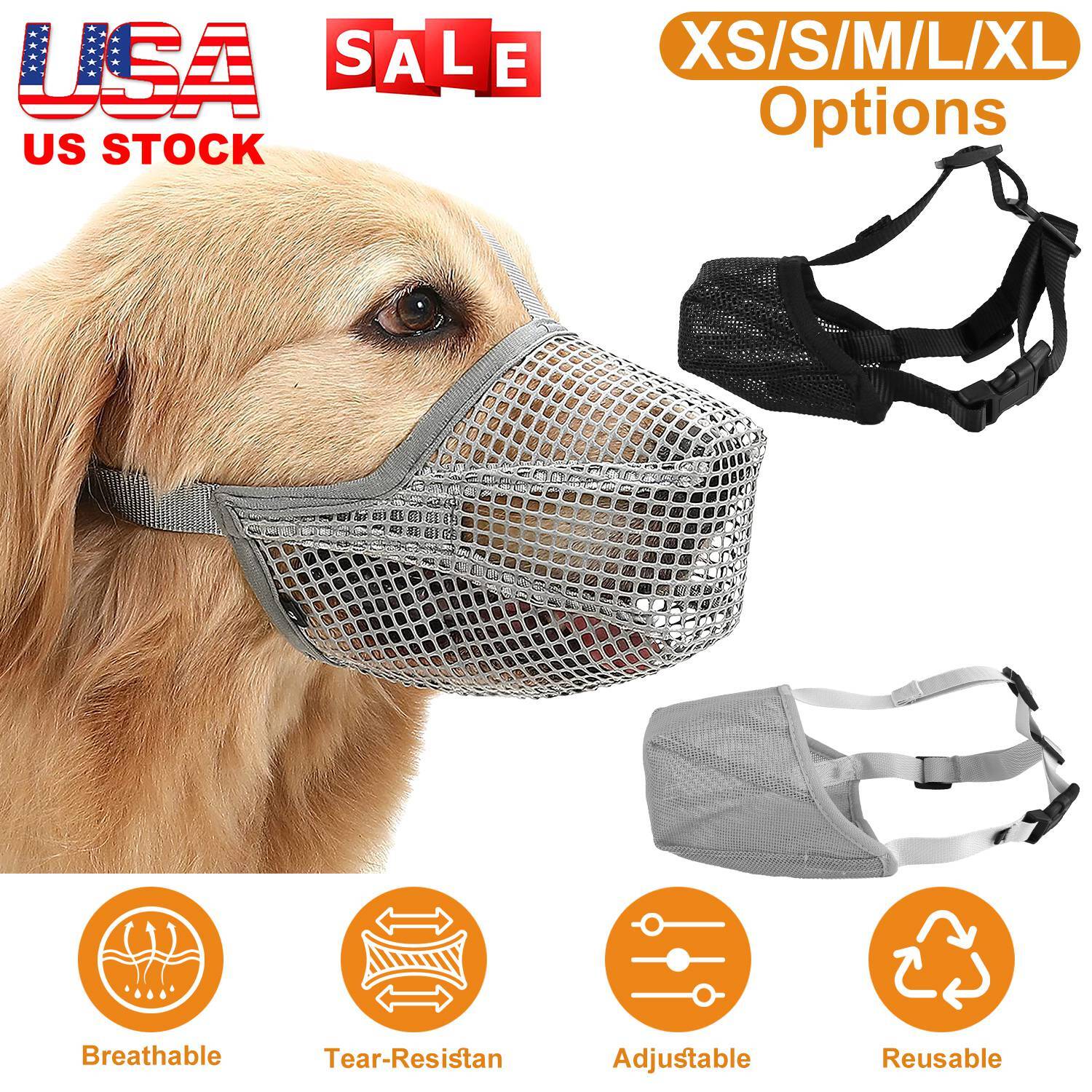 NEW Mask Soft Anti Bite Barking Chewing Mesh Mask Training Adjustable